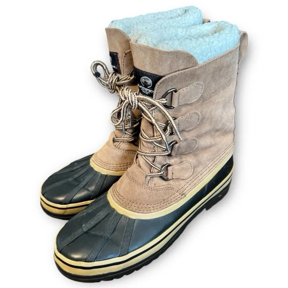 Weatherproof Men's Size 9 Therma Polar Tan Beige Snow Boots Waterproof